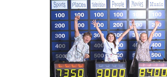 Old school jeopardy style mechanical game board circa late 1990's-2000